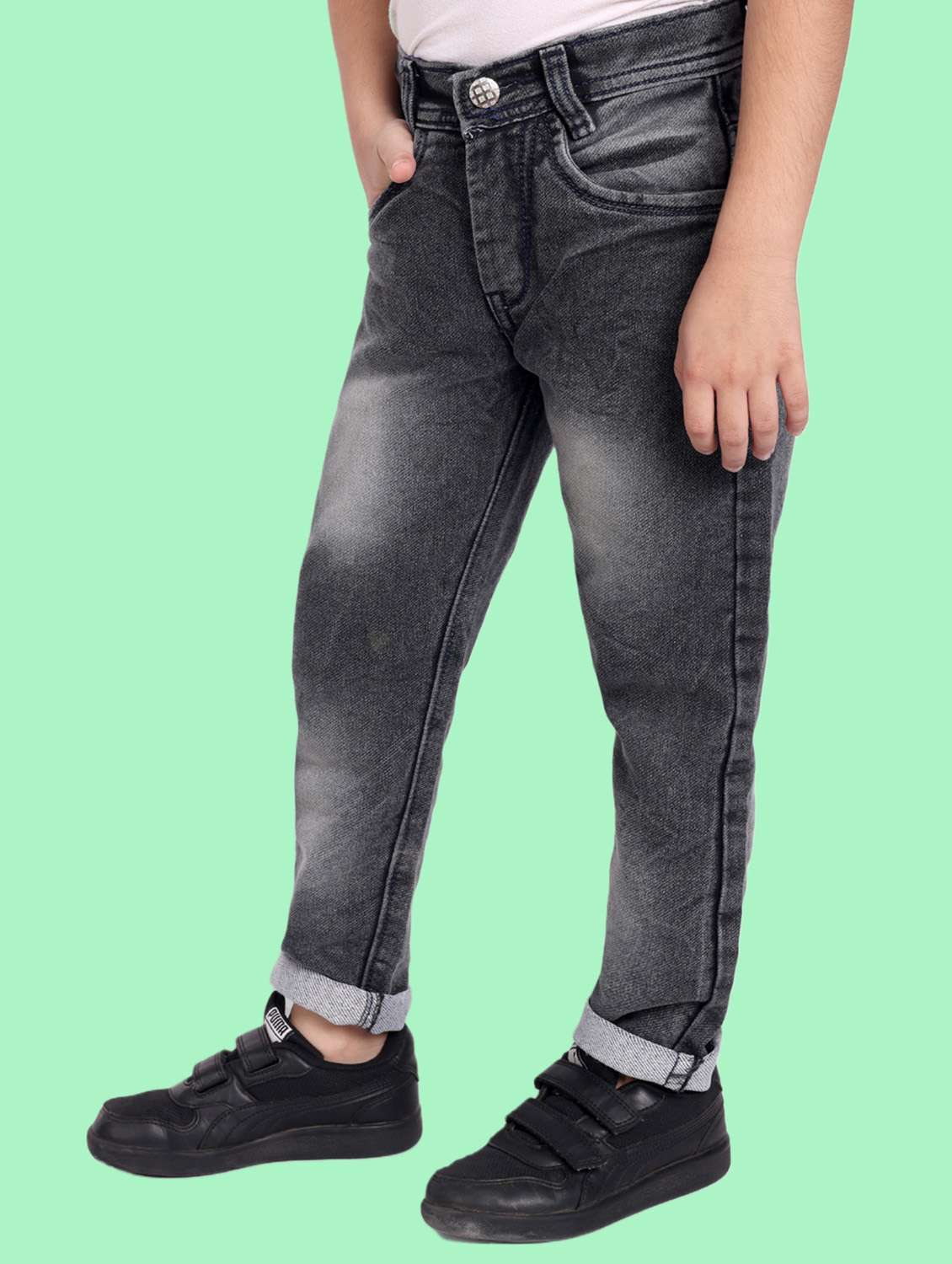 boys mid rise plain jeans