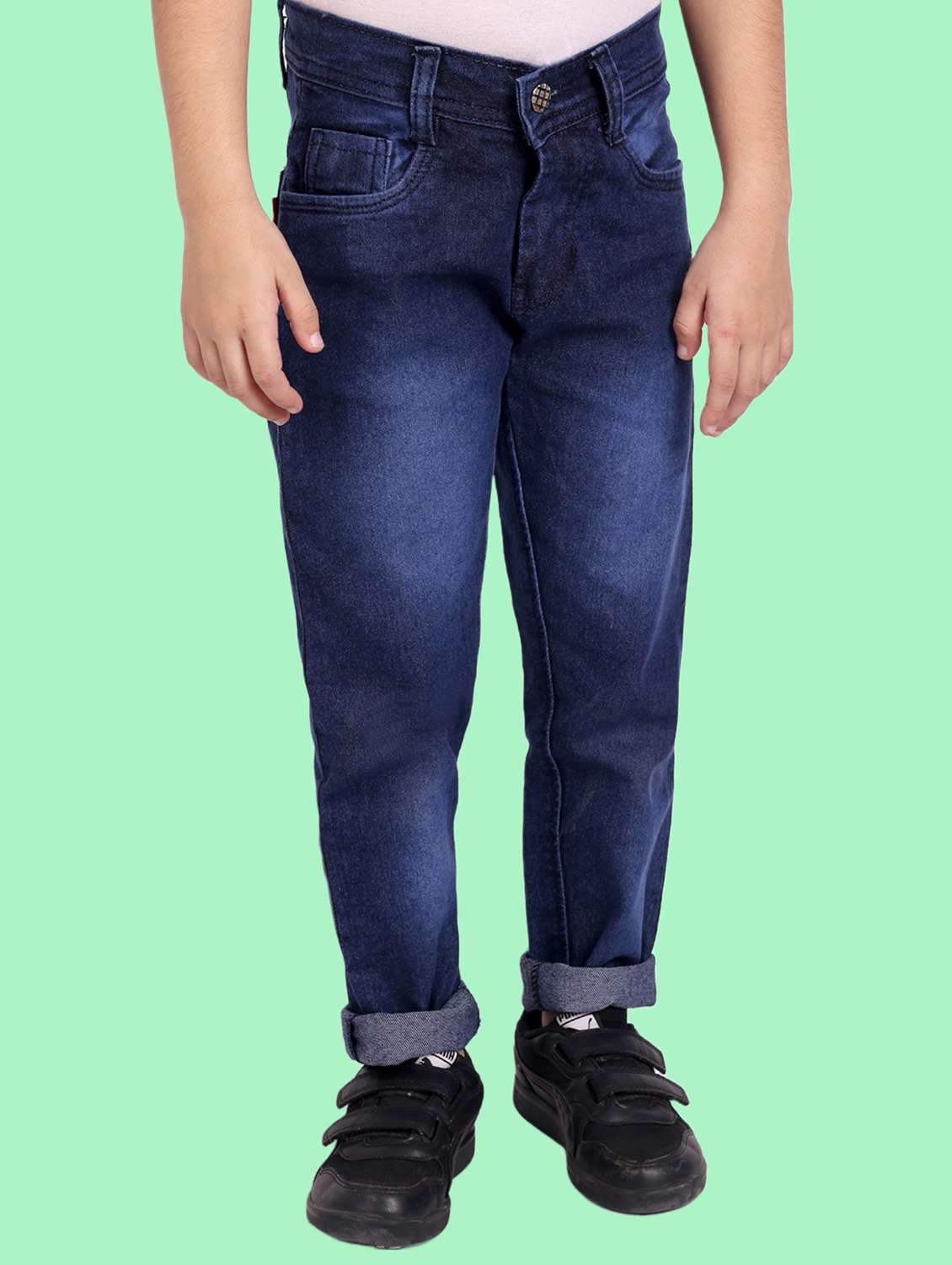 boys mid rise plain jeans