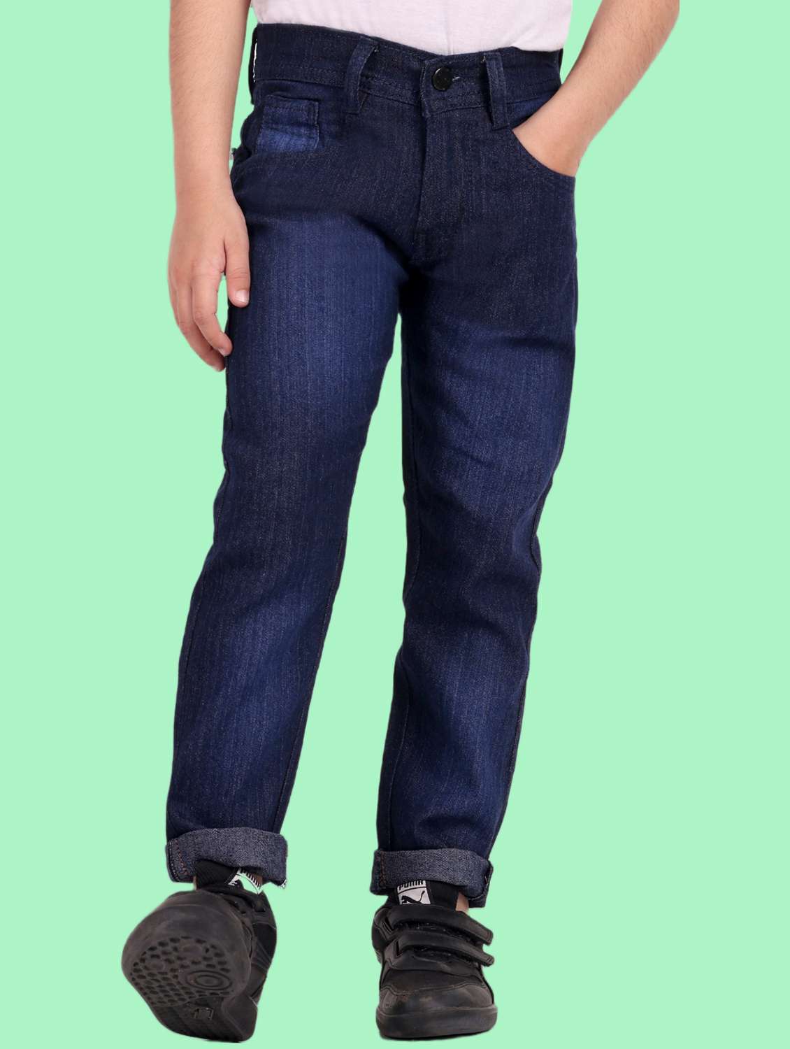 boys mid rise plain jeans