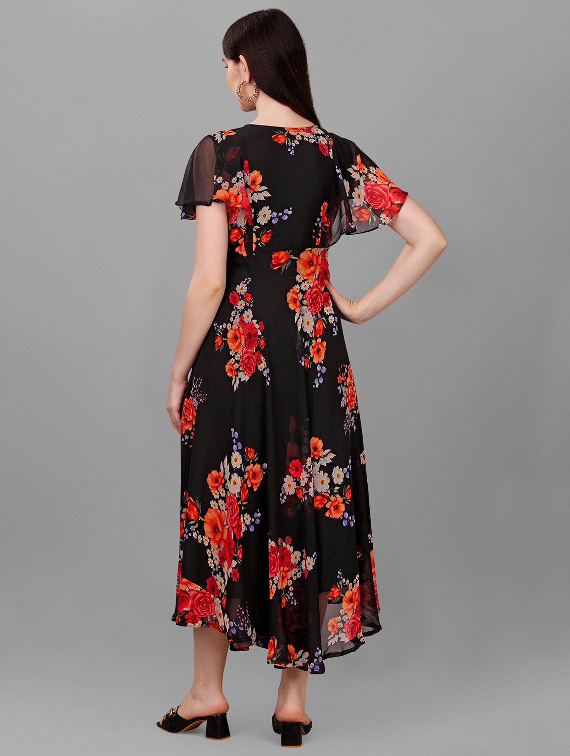 women black round neck fit & flare dress - 20967567 - Standard Image - 2