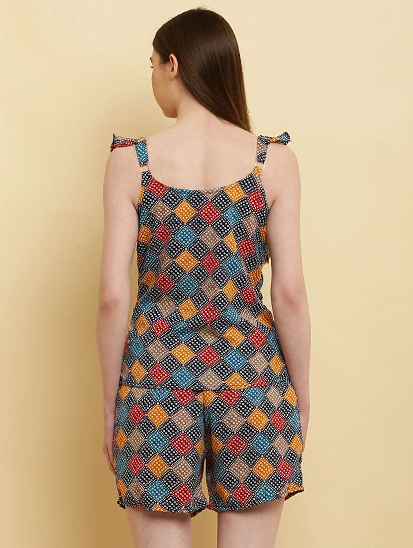women round neck printed shorts nightwear set - 20968050 -  Standard Image - 2