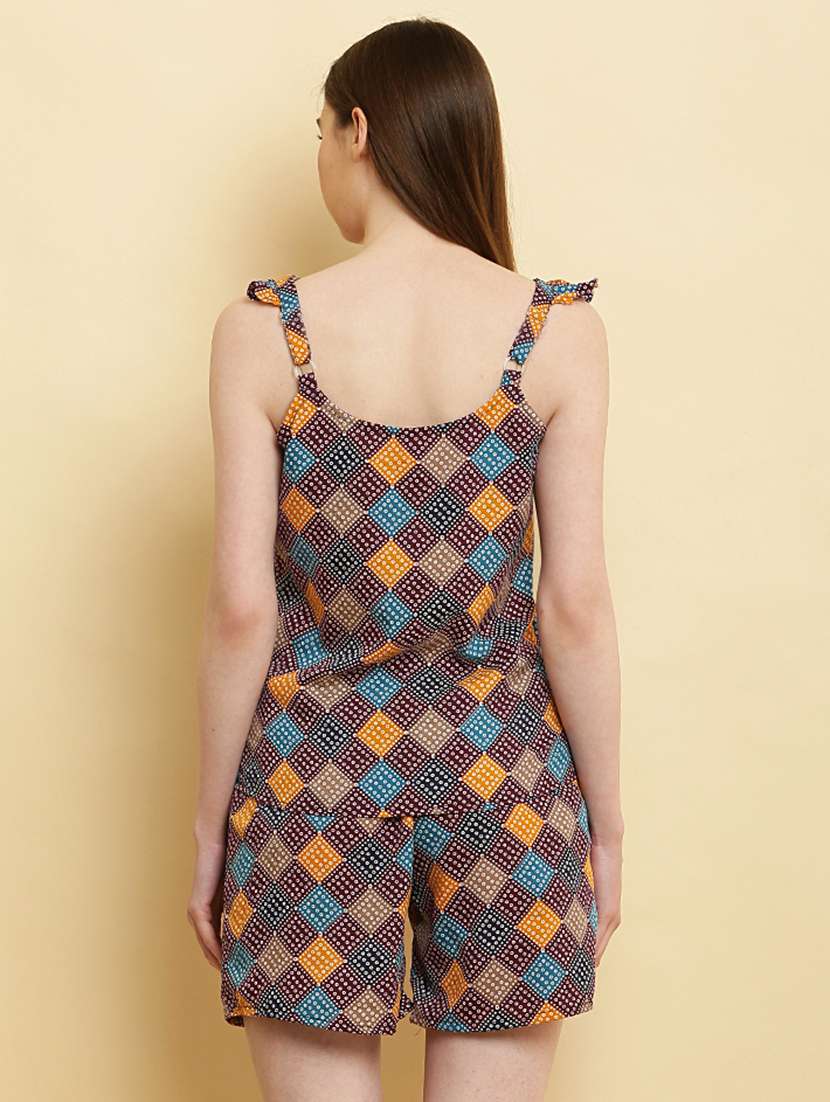 women round neck printed shorts nightwear set - 20968051 -  Standard Image - 2