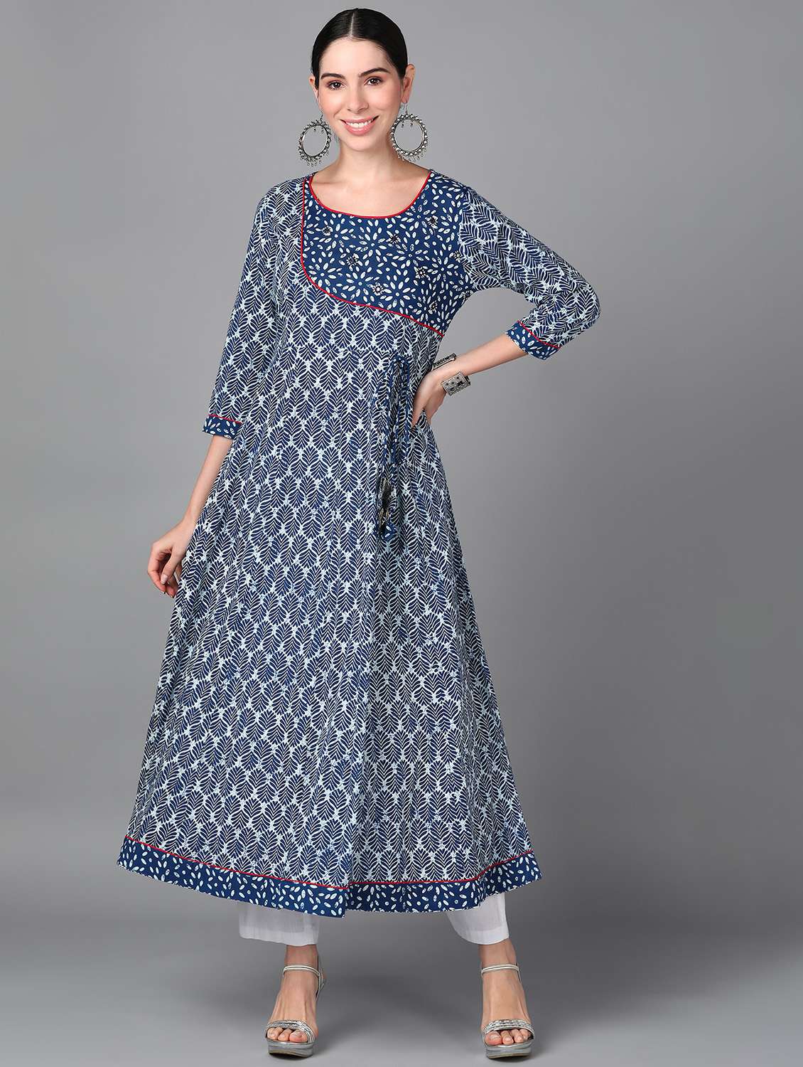 women blue round neck a-line kurta - 20968153 - Zoom Image - 0