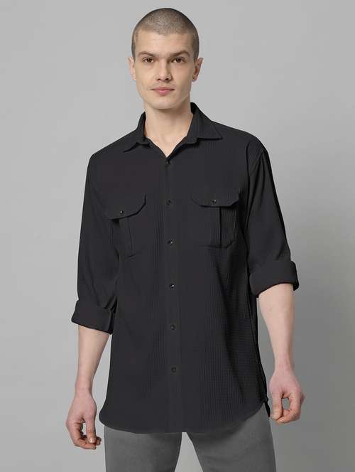 black solid casual shirt - 20968732 -  Standard Image - 0