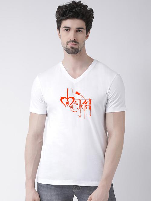 men v-neck chest printed t-shirt - 20968837 - Standard Image - 0