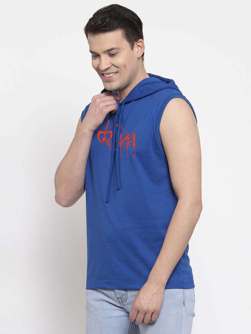 men hood neck chest printed t-shirt - 20968884 -  Standard Image - 2