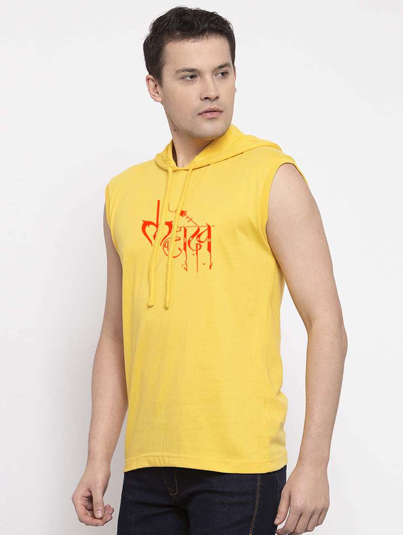 men hood neck chest printed t-shirt - 20968885 -  Standard Image - 2