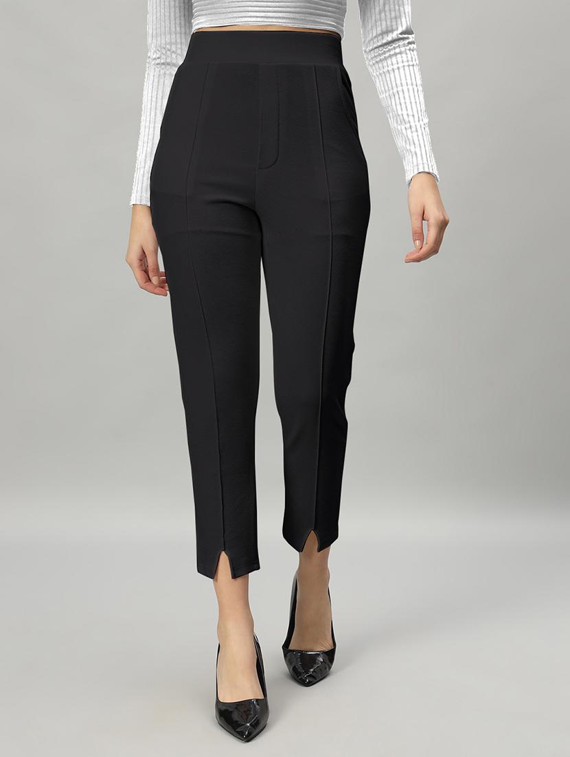 women solid black pleated trouser - 20968950 - Zoom Image - 0