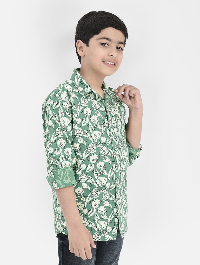 green floral print cotton shirt - 20969013 - Standard Image - 2