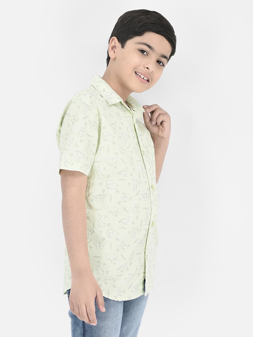 green printed detailed regular shirt - 20969019 - Standard Image - 2