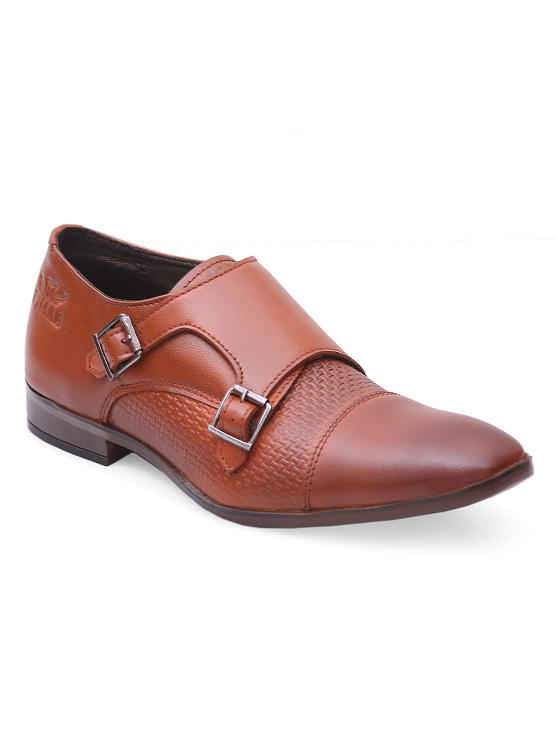 tan leather slip on monk straps - 20969079 - Zoom Image - 0