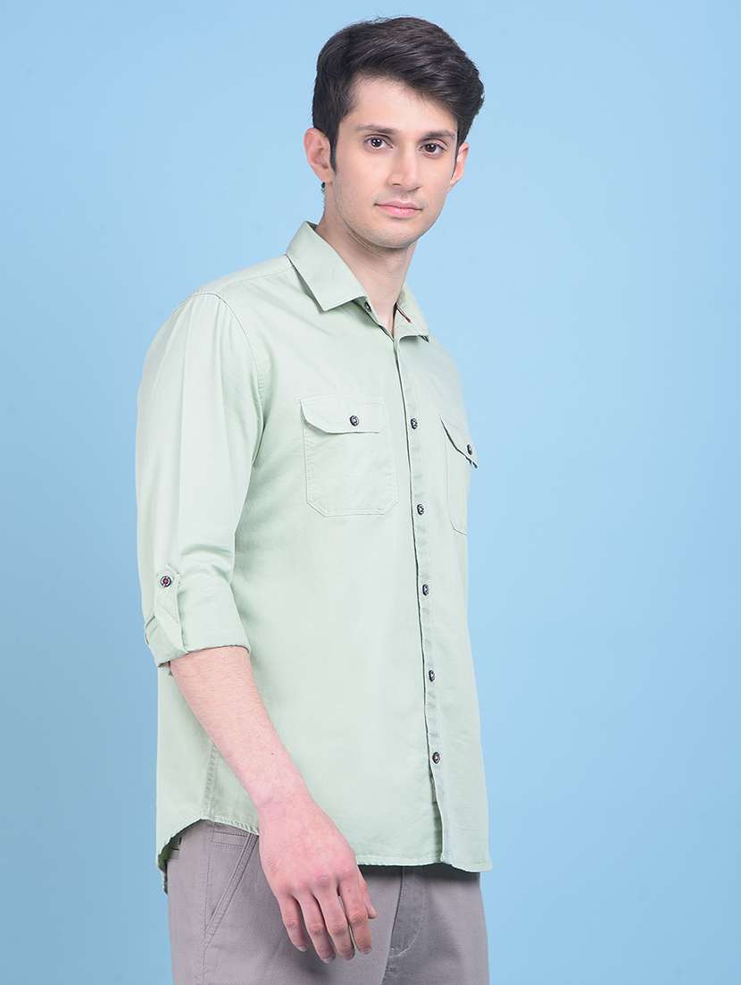 Green Solid Casual Shirt - 20969089 -  Standard Image - 2
