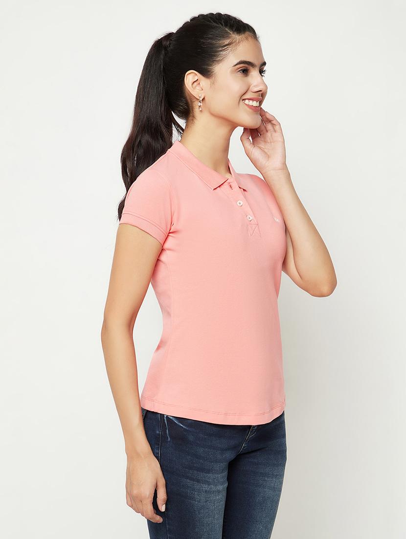 solid pink cotton polo t-shirt - 20969139 - Standard Image - 2