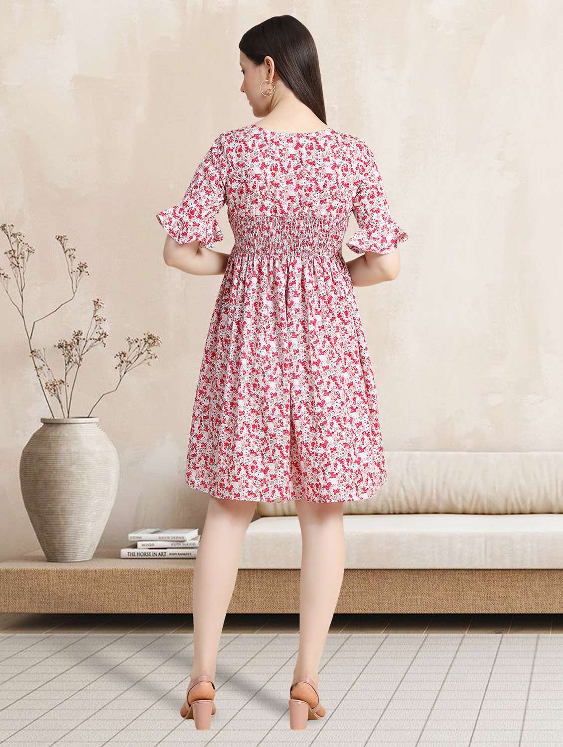 women floral printed fit & flare dress - 20969645 - Standard Image - 2