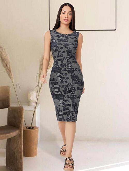 black typographic printed bodycon dress - 20969664 - Standard Image - 0