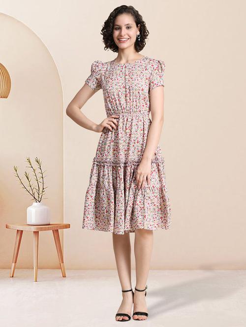 women multicolored floral printed tiered dress - 20969669 -  Standard Image - 0