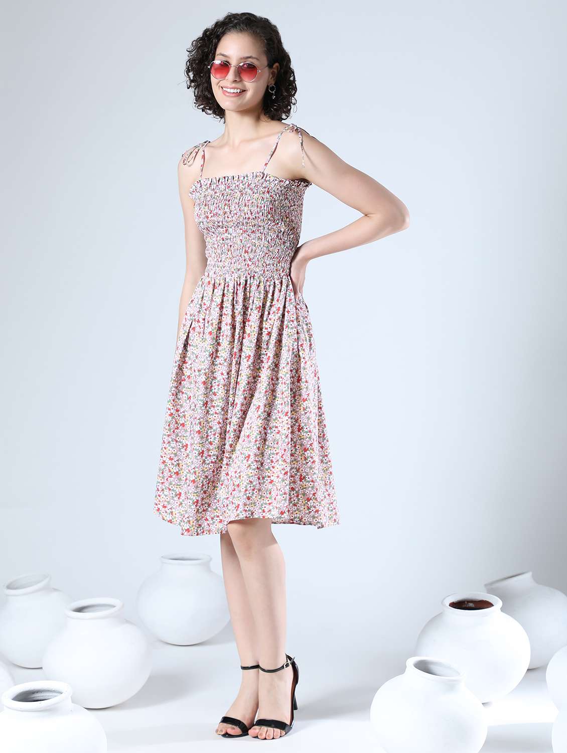 women floral printed fit & flare dress