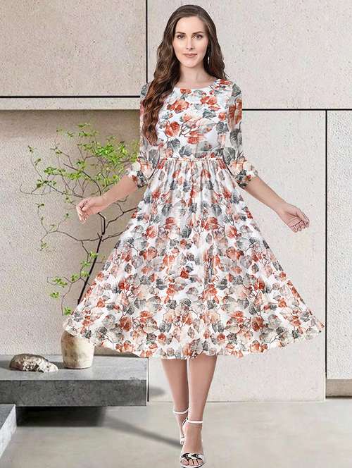 women white floral printed fit & flare dress - 20969717 -  Standard Image - 0
