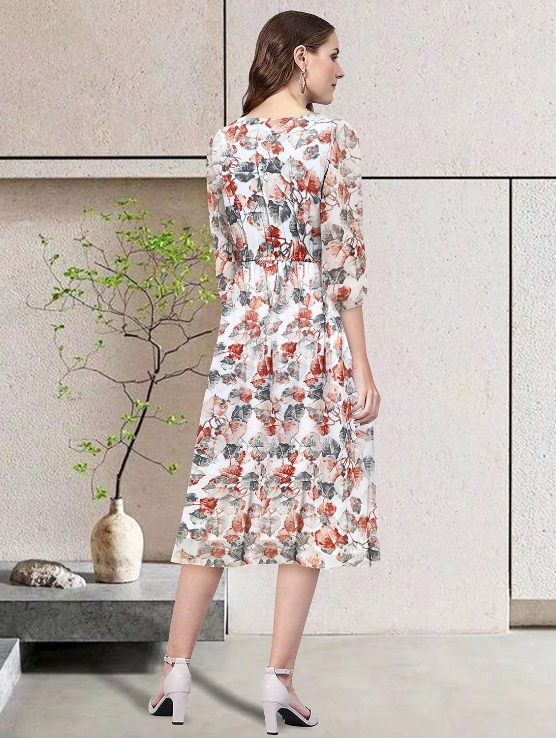 women white floral printed fit & flare dress - 20969717 - Standard Image - 2