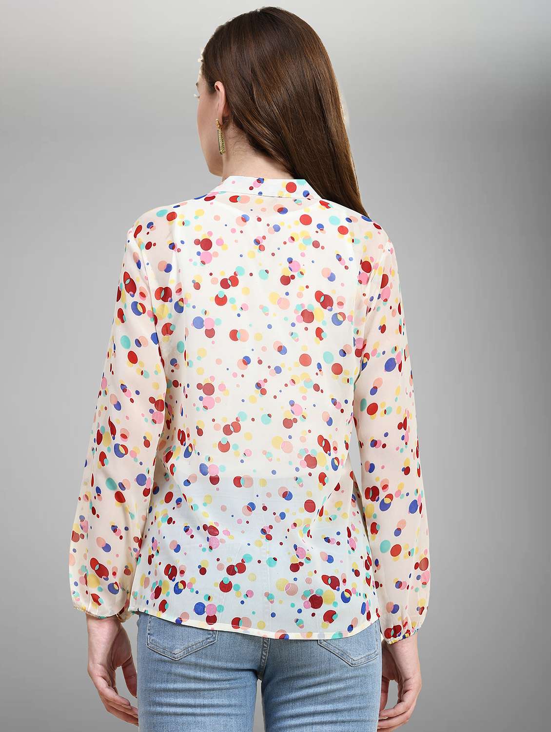 women cream polka dot straight top - 20969754 - Standard Image - 2