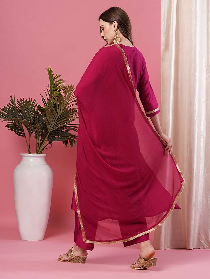 women magenta kurta palazzo set with dupatta - 20969784 -  Standard Image - 2