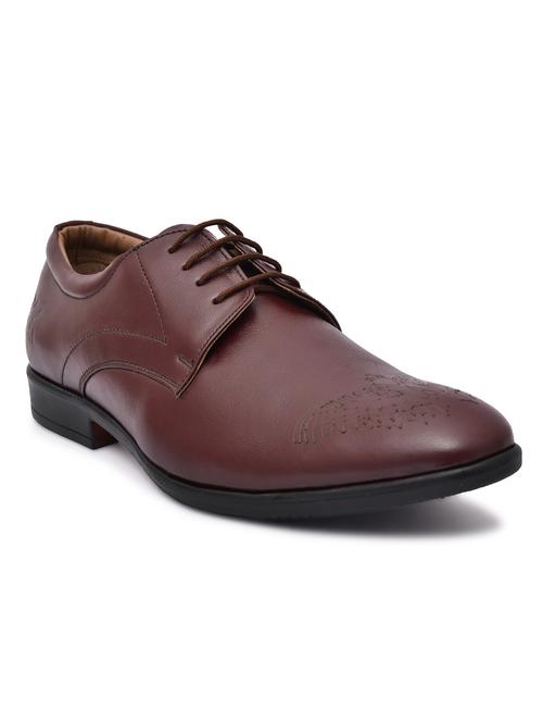 brown leather laceup derbies - 20969835 -  Standard Image - 0