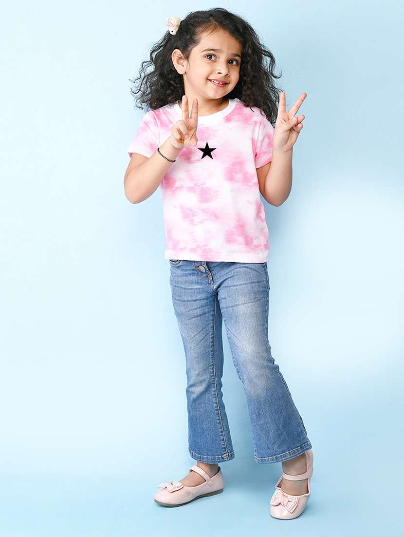 girls round neck tie & dye regular tee - 20969865 - Standard Image - 2