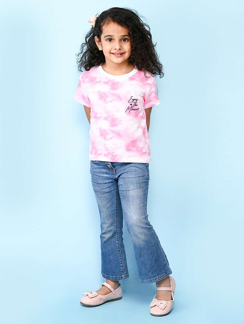 girls round neck tie & dye regular tee - 20969869 - Standard Image - 2