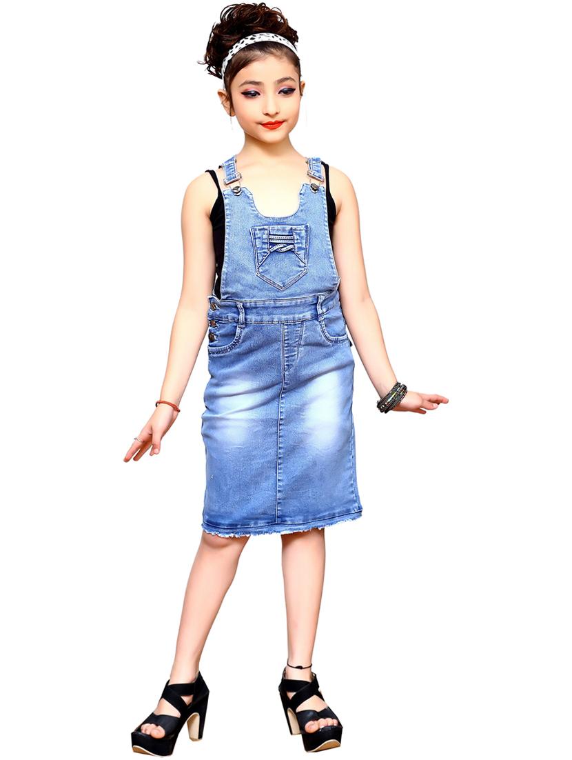 light blue detailed denim dungaree - 20969970 - Zoom Image - 0