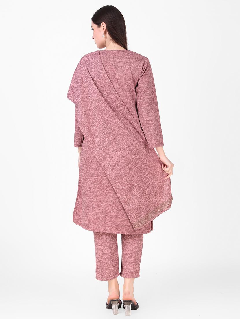 women peach swarovski detailed woollen suit set - 20970053 - Standard Image - 2