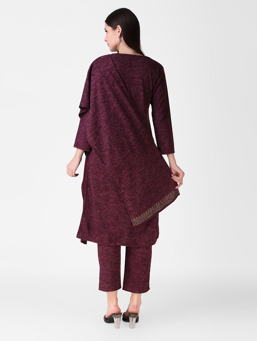 purple swarovski detailed woollen suit set - 20970054 - Standard Image - 2