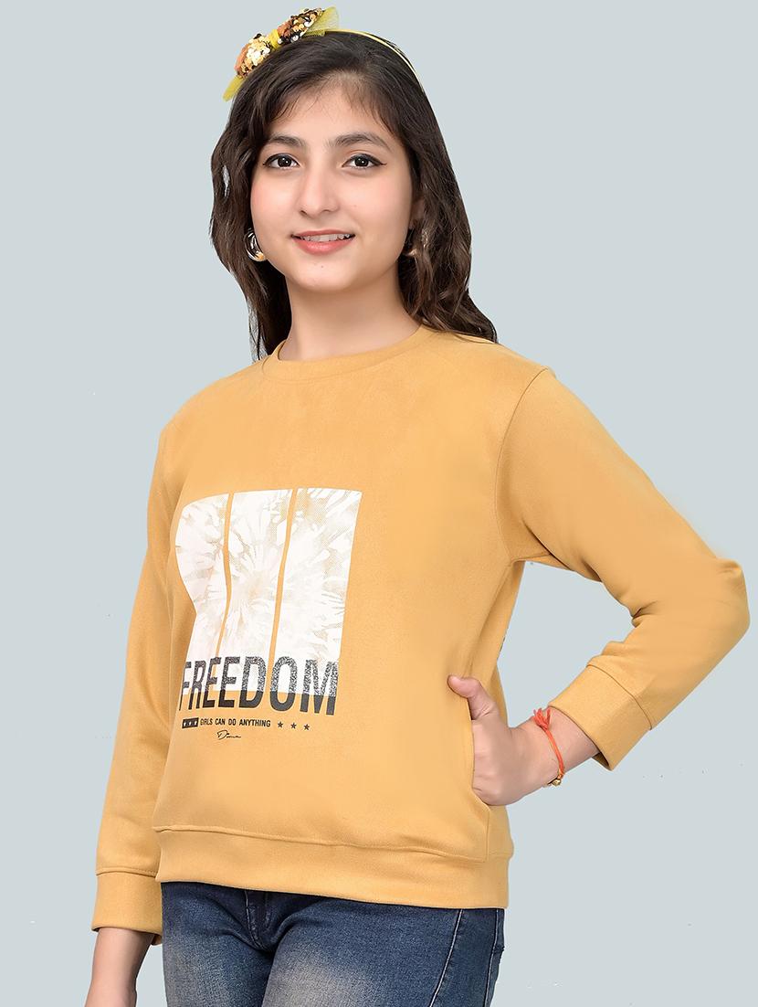 girls round neck front print sweatshirt - 20970059 - Standard Image - 2