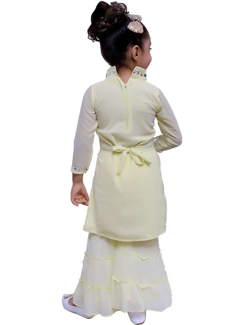 girls mirror worked kurta palazzo set - 20970070 -  Standard Image - 2