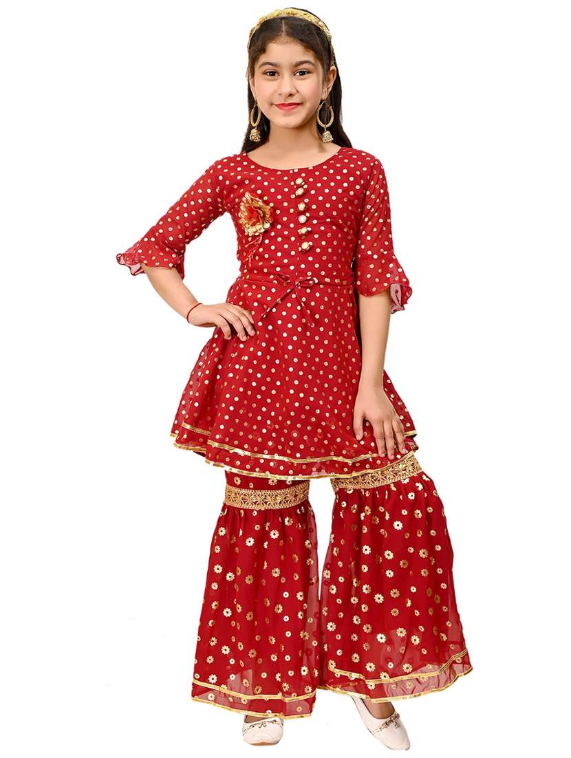 girls georgette kurta palazzo set 