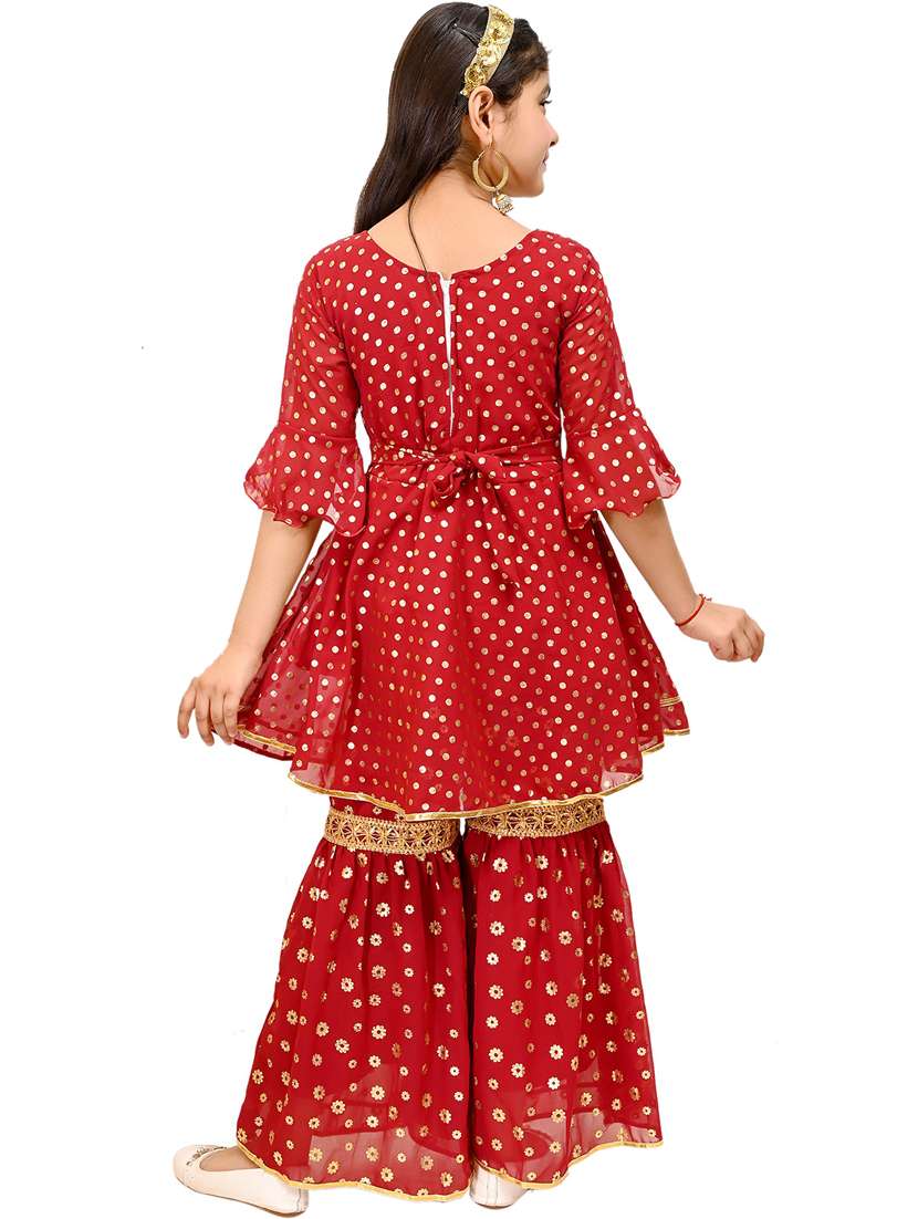 girls georgette kurta palazzo set  - 20970085 -  Standard Image - 2