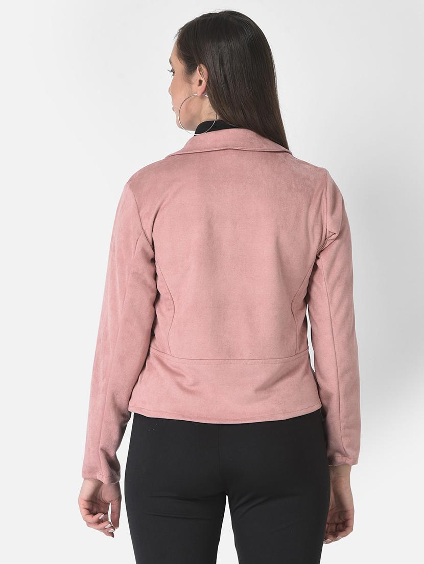 solid pink fleece casual coat - 20970358 - Standard Image - 2