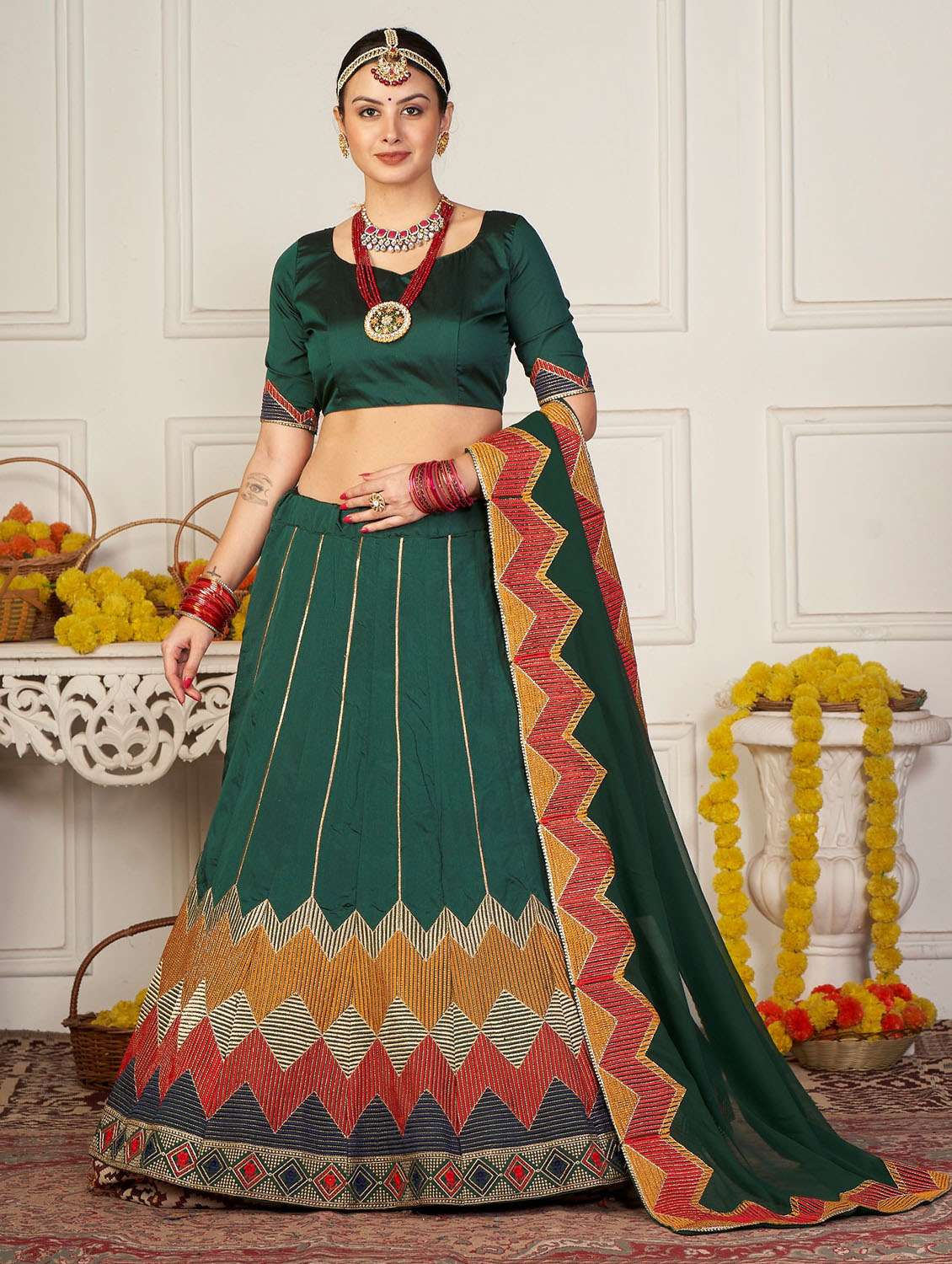 women flared semi-stitched lehnga - 20970454 - Zoom Image - 0