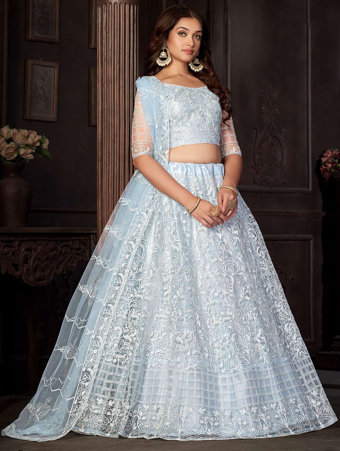 women embroidered lehenga choli with dupatta