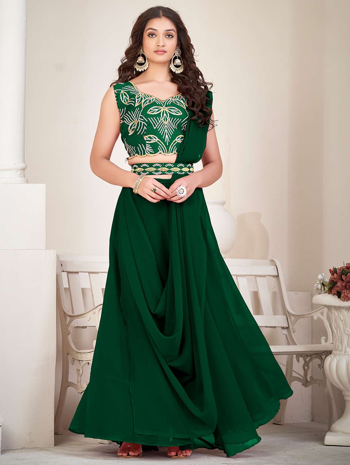 women flared semi stitched lehenga - 20970503 - Zoom Image - 0