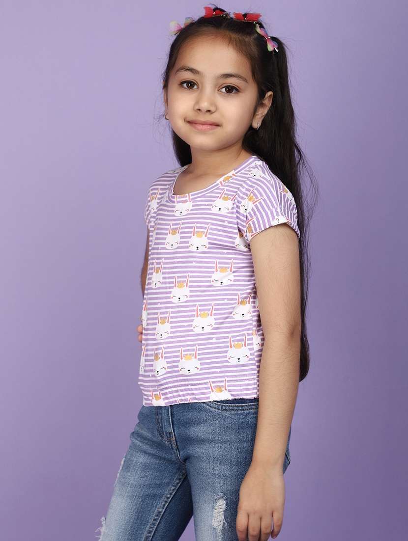 girls round neck all over print regular tee - 20970537 -  Standard Image - 2