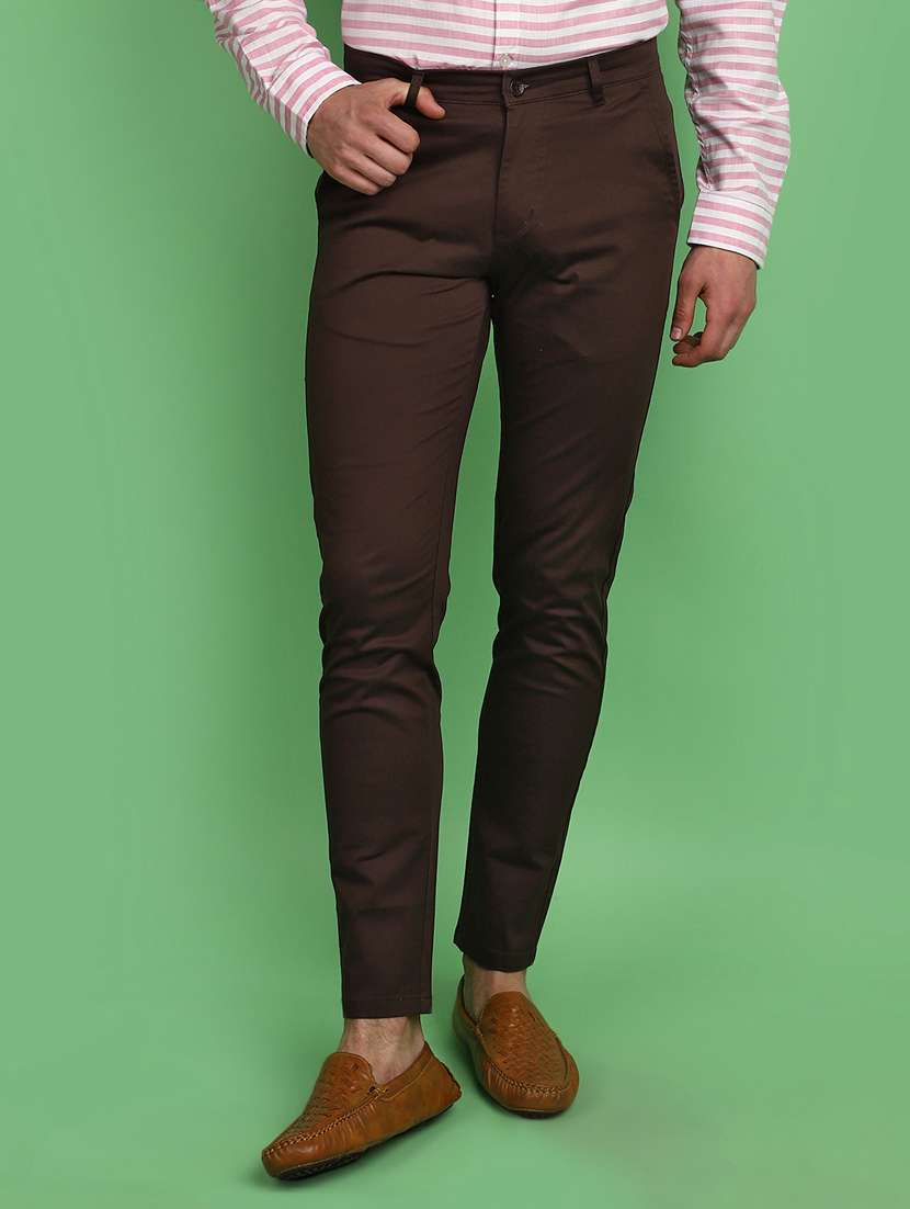 men solid ankle length chinos 