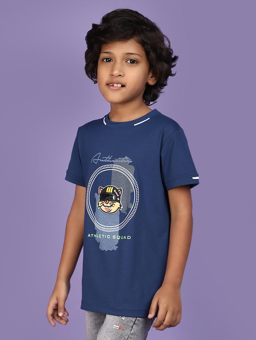 blue front print cotton t-shirt - 20970691 - Standard Image - 2
