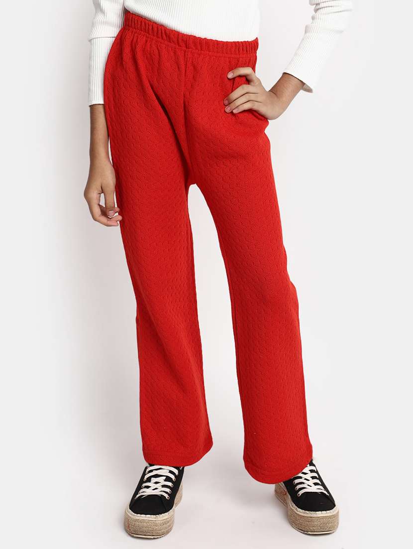 red acrylic blend legging