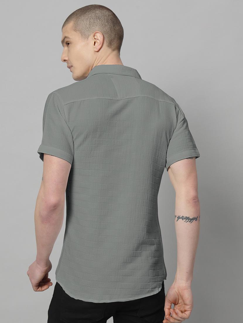 grey solid casual shirt - 20970777 - Standard Image - 2