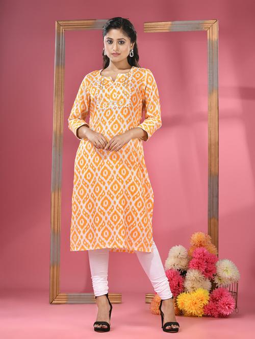 women three quarter sleeve straight kurta - 20970847 - Standard Image - 0