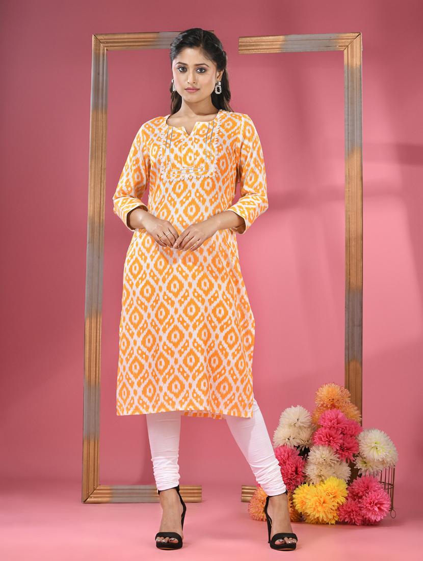 women three quarter sleeve straight kurta - 20970847 - Zoom Image - 0