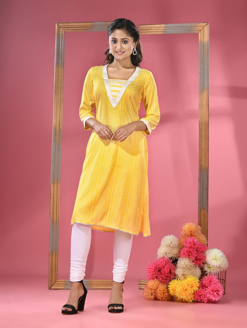 women three quarter sleeve straight kurta - 20970854 -  Zoom Image - 0