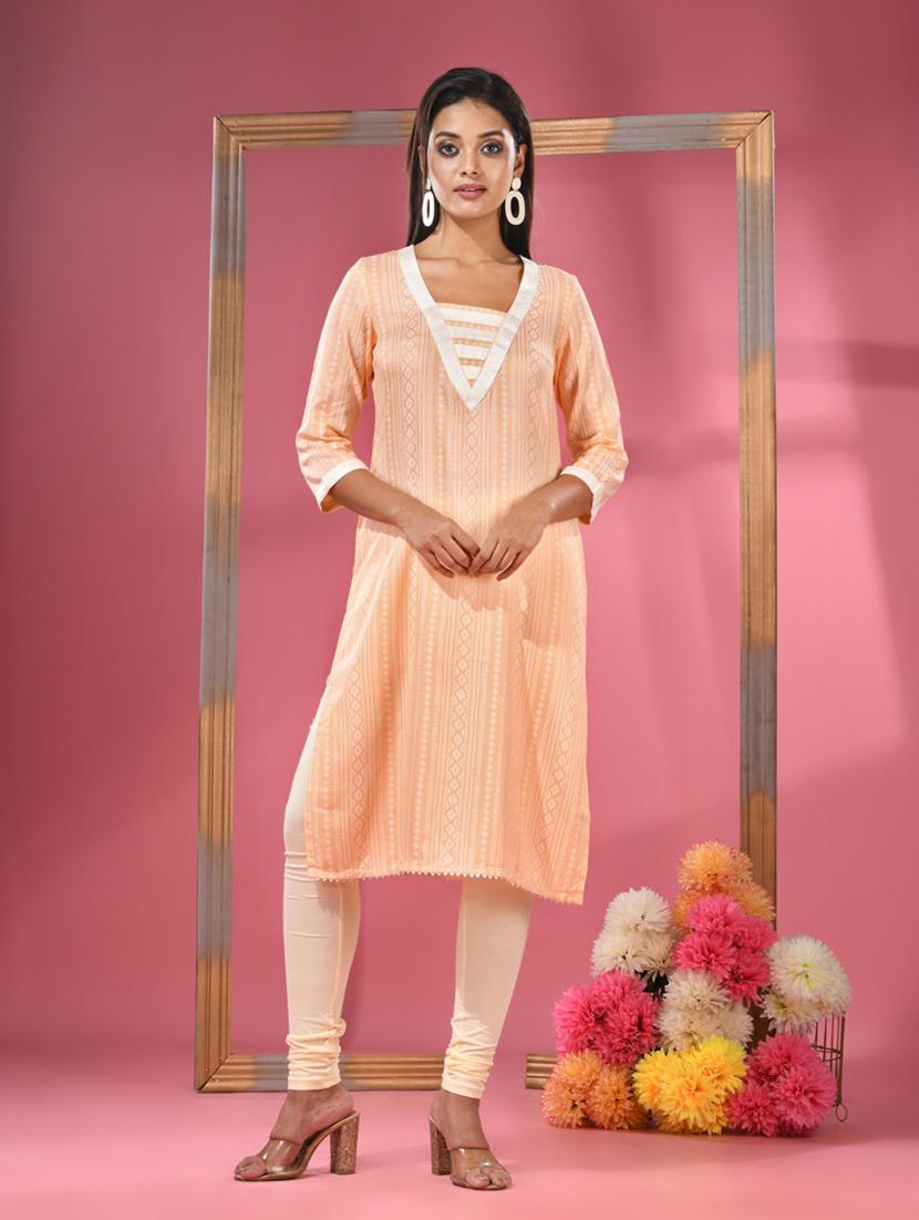 women three quarter sleeve straight kurta - 20970855 - Zoom Image - 0