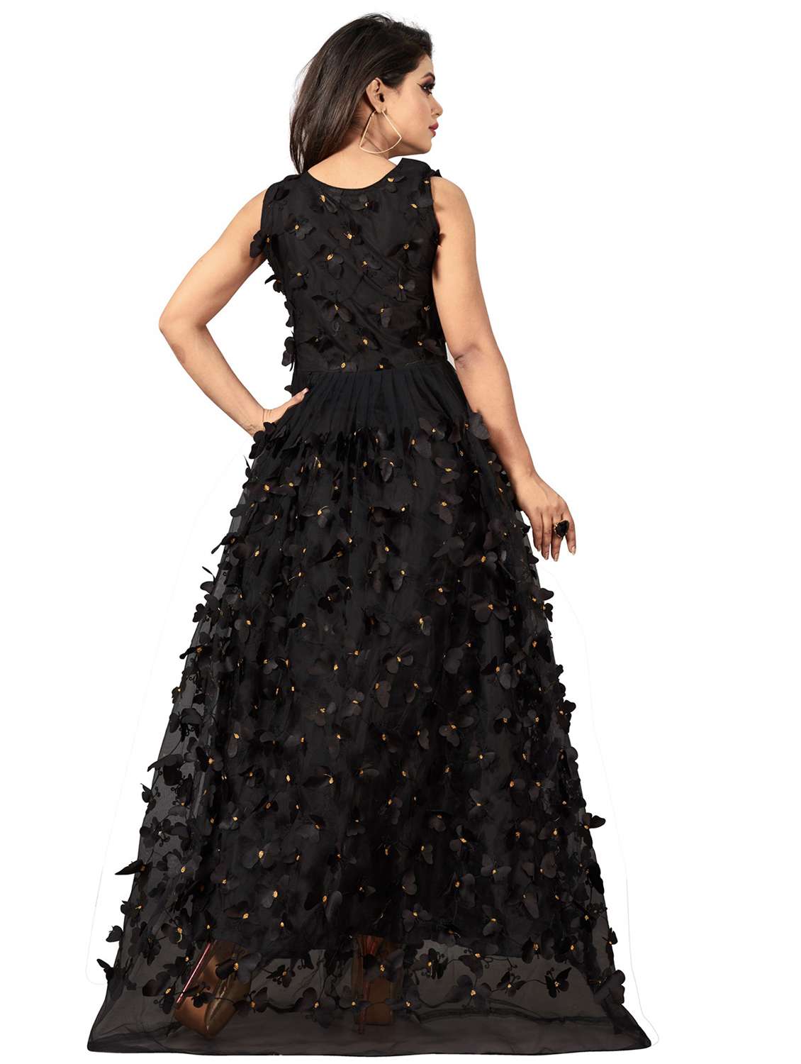 women round neck flared semi stitched gown - 20971410 - Standard Image - 2