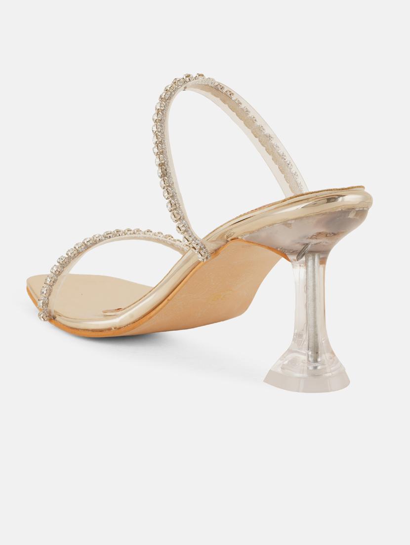 gold synthetic slip on sandals - 20971427 - Standard Image - 2
